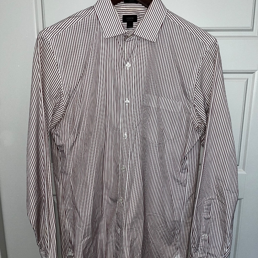 J. Crew Ludlow Dress Shirt Men’s Small White and Maroon Striped